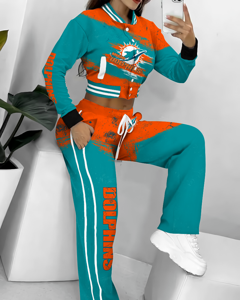 Miami Dolphins 3D Printed Varsity Jacket Set