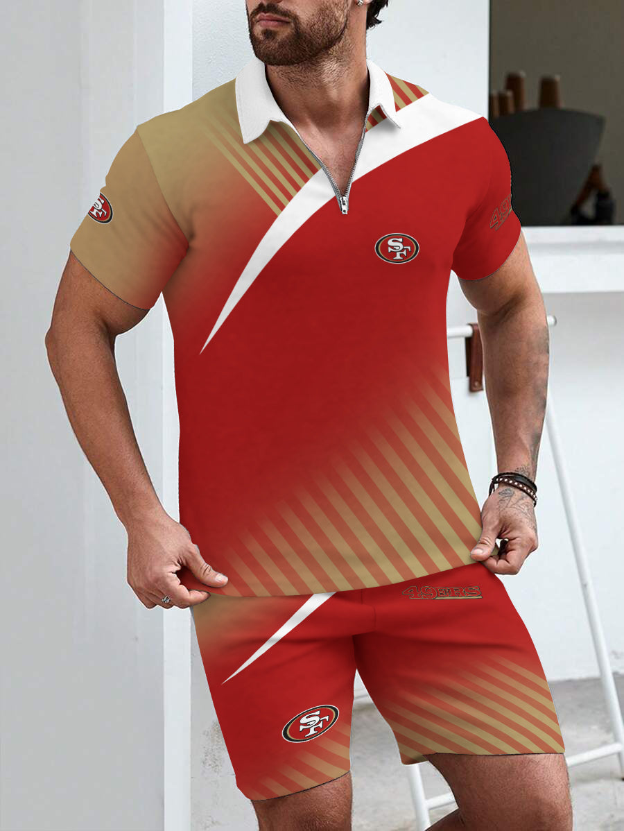 San Francisco 49ers Limited Edition ZIP Polo Shirt And Shorts Two-Piece Suits