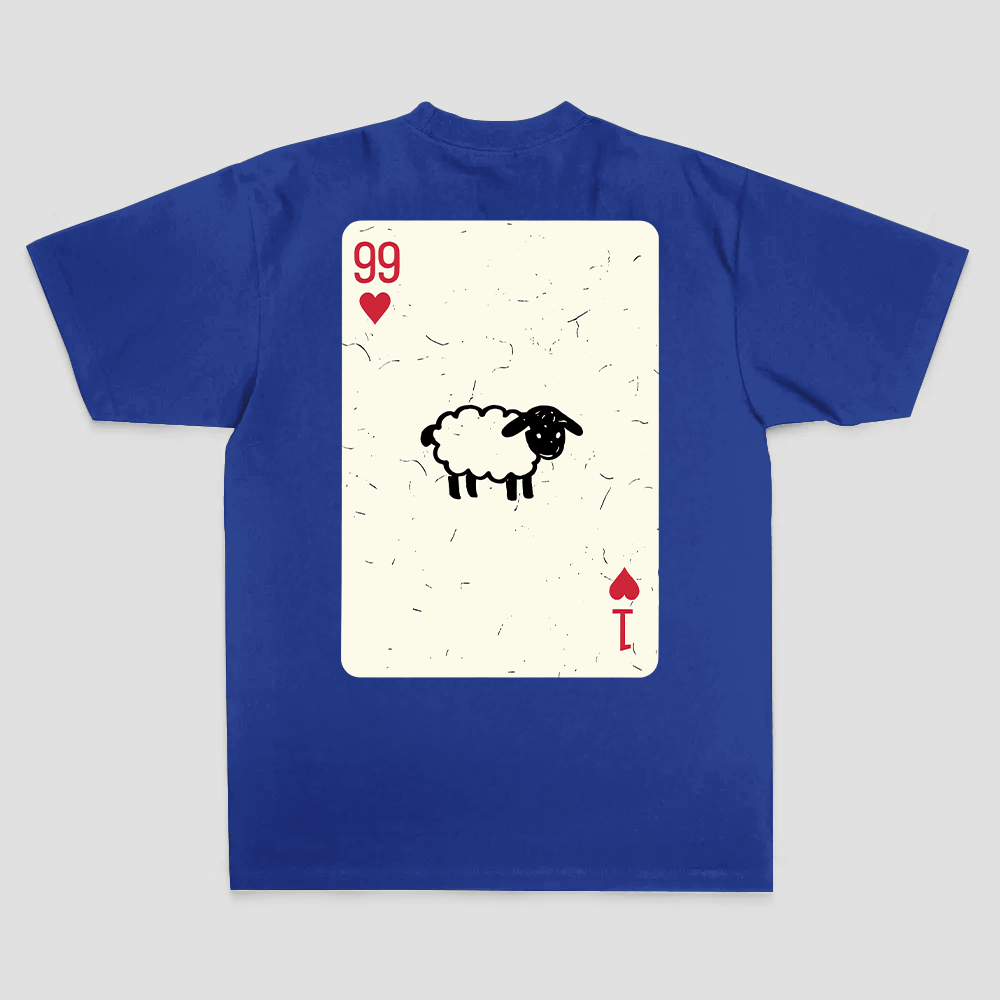 99 Of Hearts Sheep Playing Card Printed Men's T-shirt