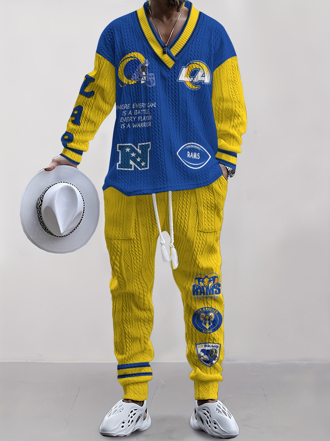 Los Angeles Rams Classic All-Season Long Sleeve V-Neck Pullover Sweater