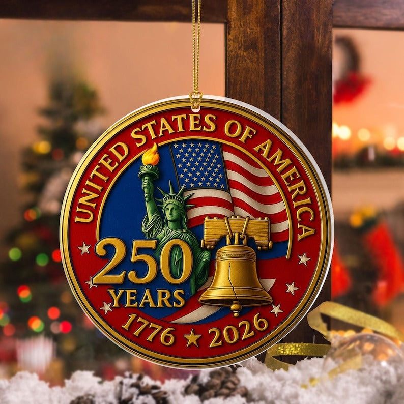 250 years of America Acrylic Ornament, 1776-2026 Liberty Bell Decoration, Patriotic Ornament, American Independence Day Gift,July 4 Decor
