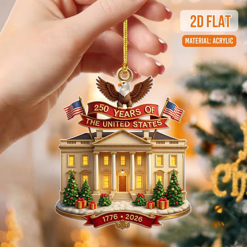 USA 250th Anniversary Ornament 2026, America Patriotic Christmas Tree Acrylic Decoration, 1776-2026 Liberty Bell Decoration,Independence Day