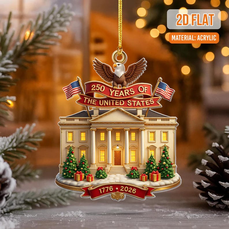 USA 250th Anniversary Ornament 2026, America Patriotic Christmas Tree Acrylic Decoration, 1776-2026 Liberty Bell Decoration,Independence Day