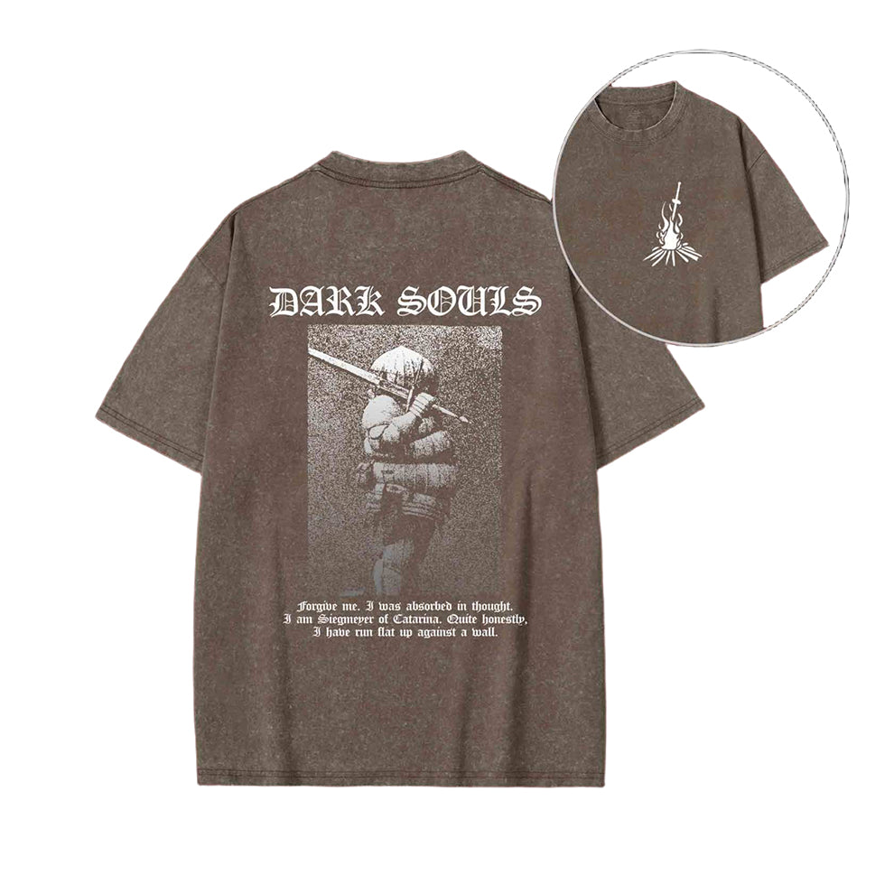 Onion Knight Back Print Washed Vintage Washed Unisex T-Shirt