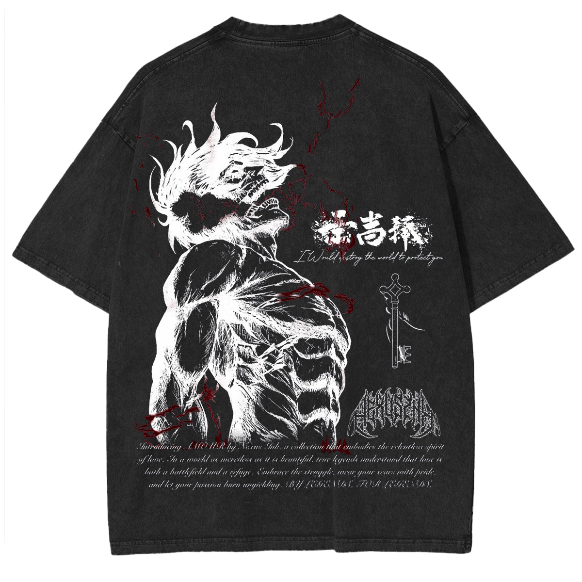 Attack on Titan Eren Yeager Vintage Washed Oversize T-Shirt
