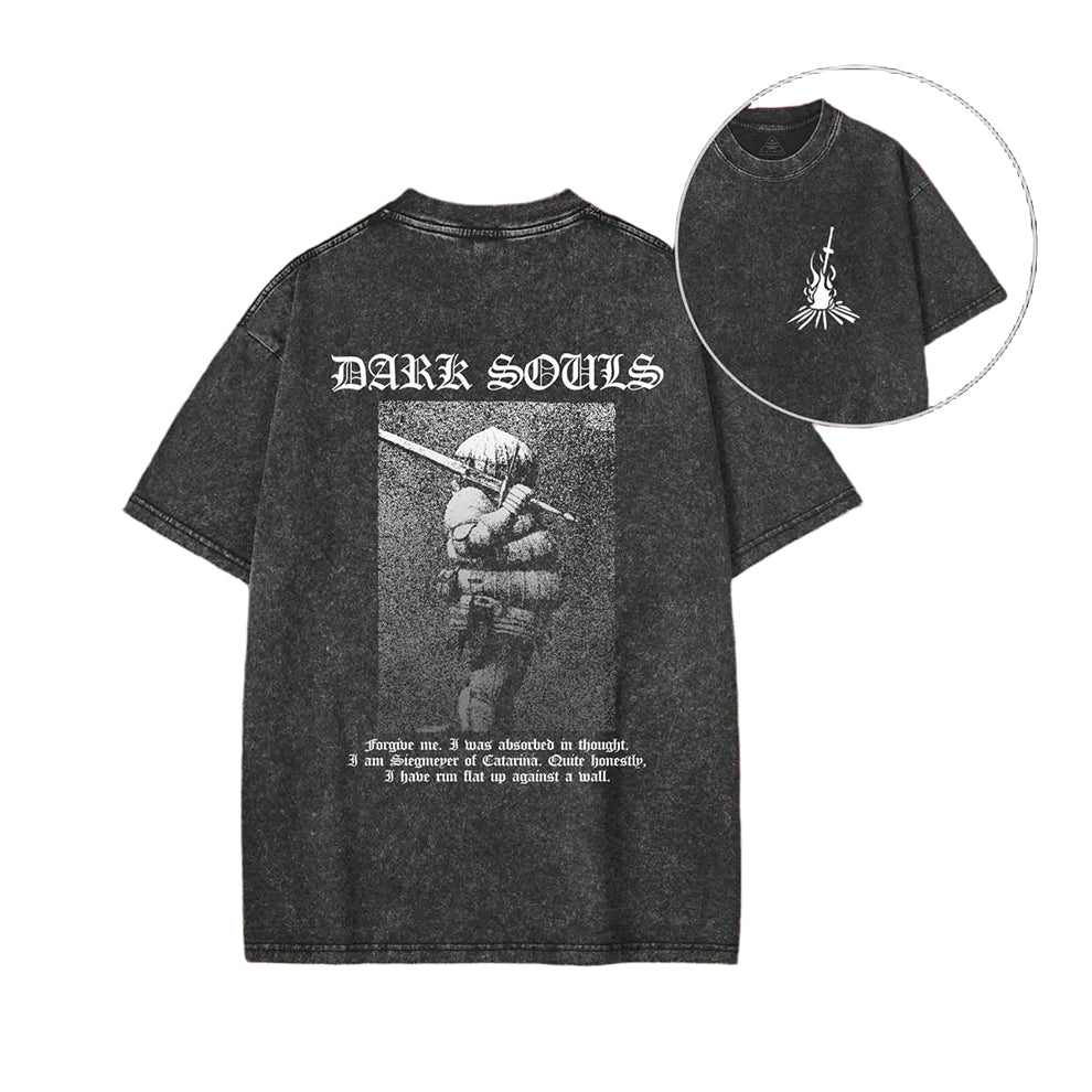 Onion Knight Back Print Washed Vintage Washed Unisex T-Shirt