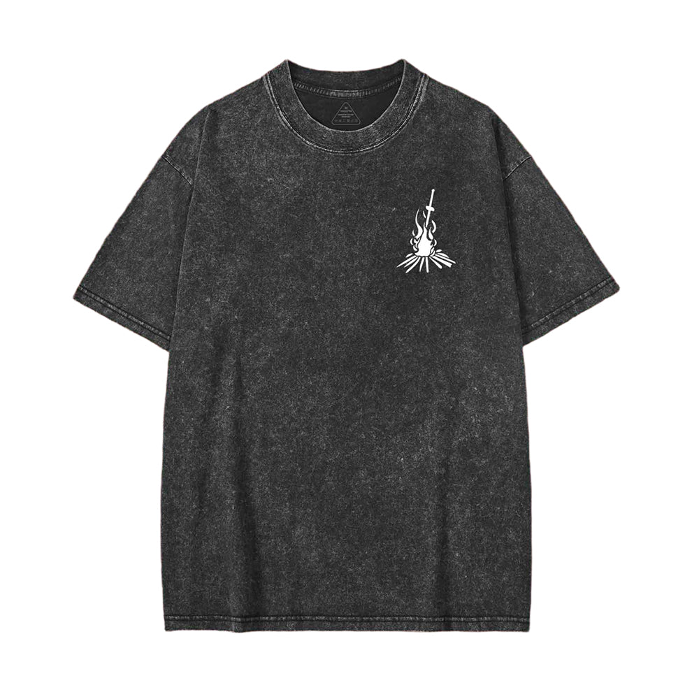Onion Knight Back Print Washed Vintage Washed Unisex T-Shirt