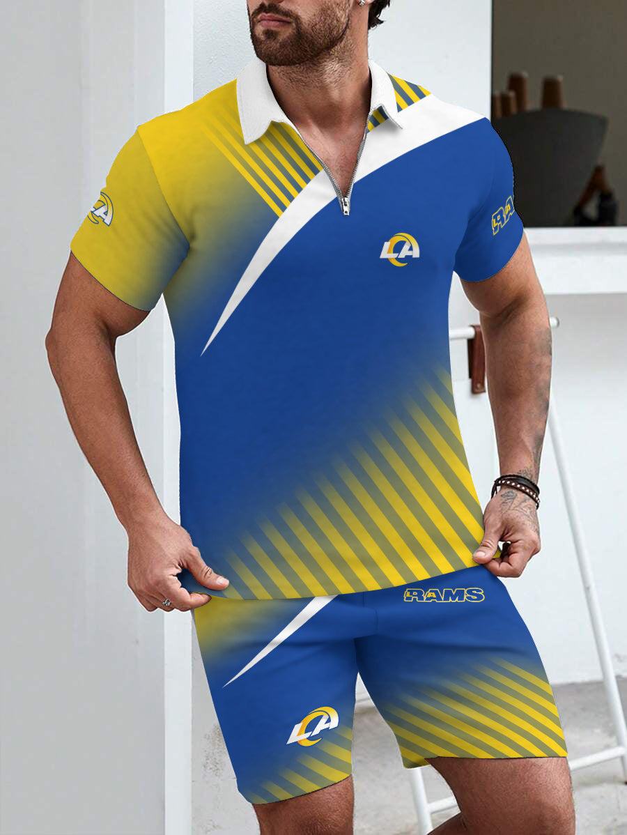 Los Angeles Rams Limited Edition ZIP Polo Shirt And Shorts Two-Piece Suits