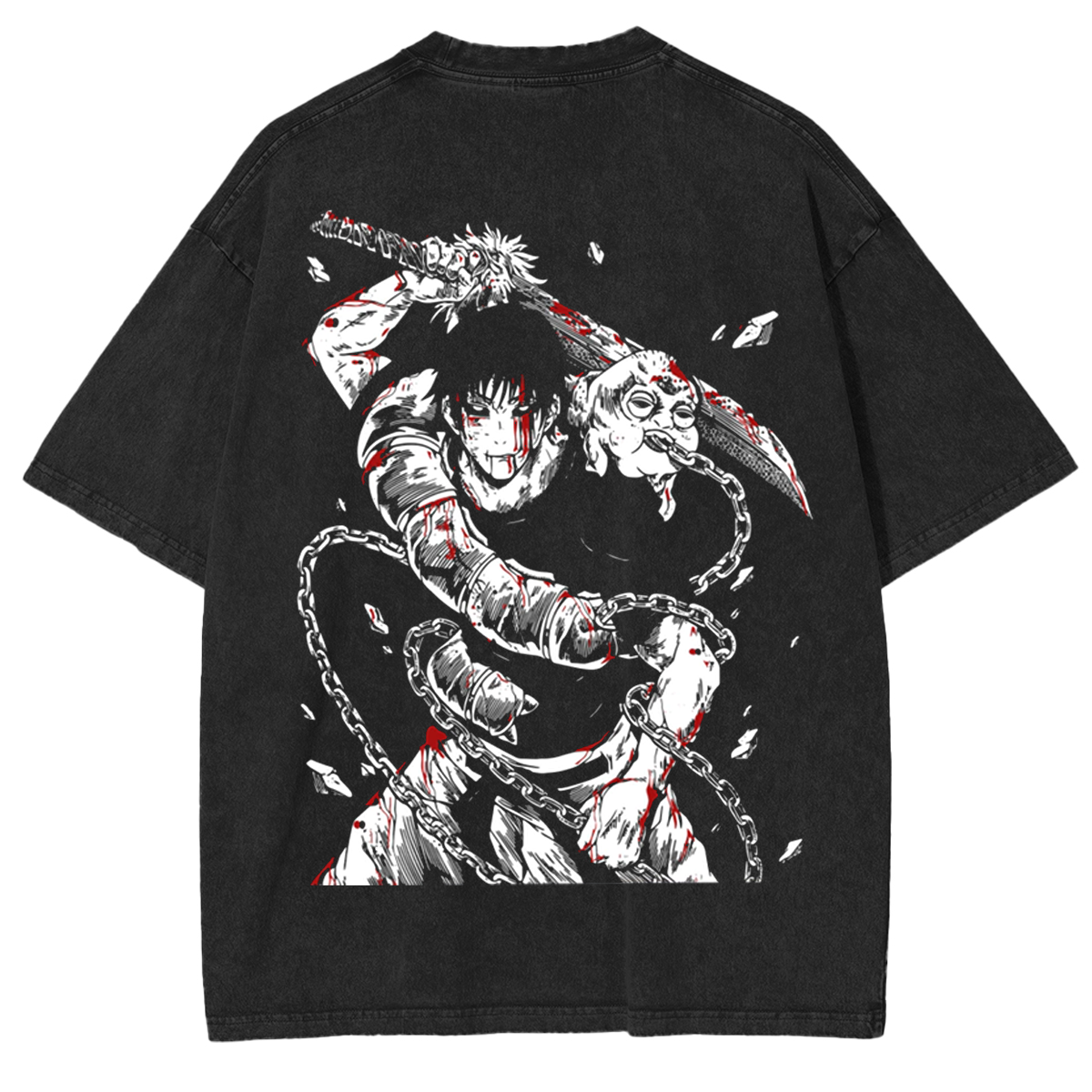 The Sorcerer Killer "Toji Fushiguro" Jujutsu Kaisen Anime Manga Acid Washed Lightweight Oversized Heavyweight Cotton T-Shirts