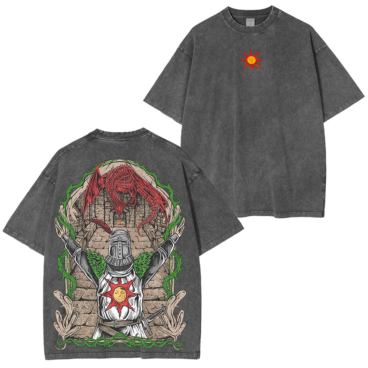 Solaire of Astora Vintage Unisex Washed  T-shirt