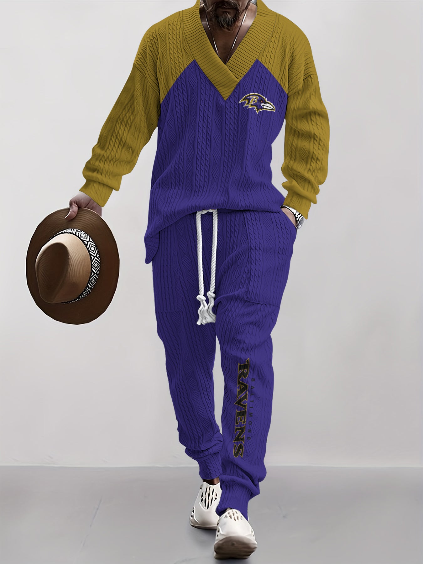 Baltimore Ravens Classic  All-Season Long Sleeve V-Neck Pullover Sweater