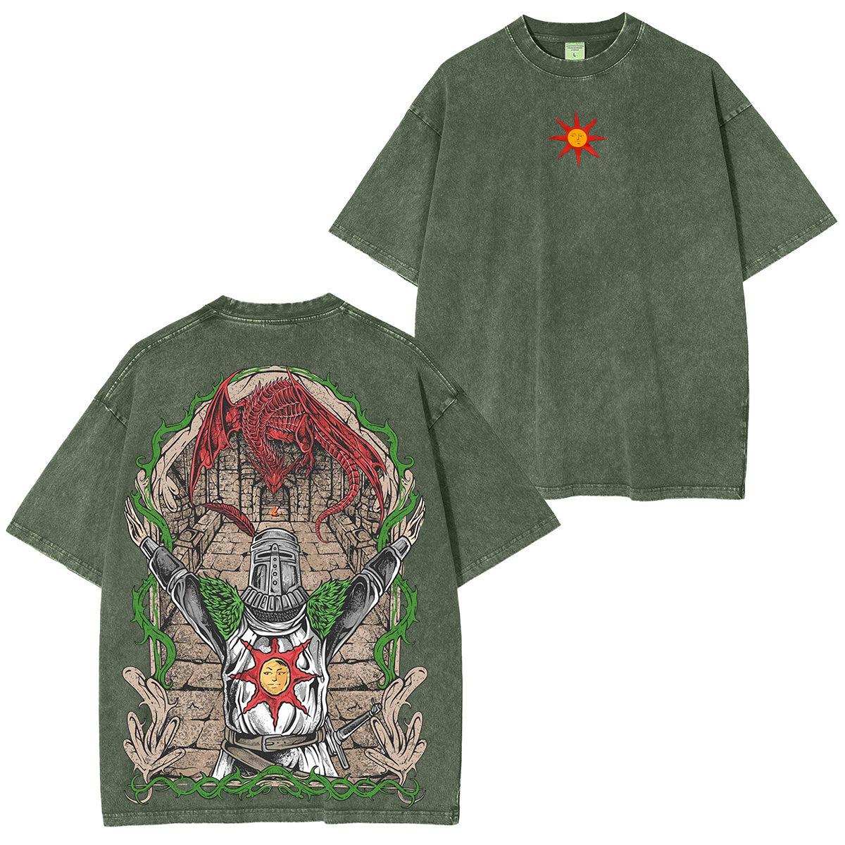 Solaire of Astora Vintage Unisex Washed  T-shirt