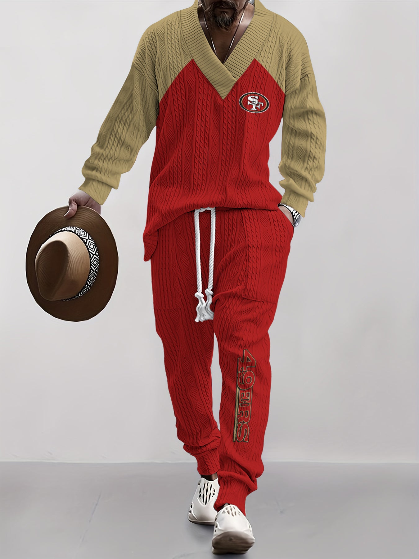 San Francisco 49ers  Classic  All-Season Long Sleeve V-Neck Pullover Sweater