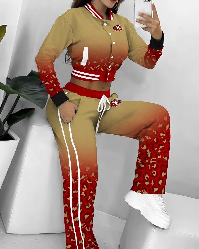 San Francisco 49ers 3D Printed Varsity Jacket Set