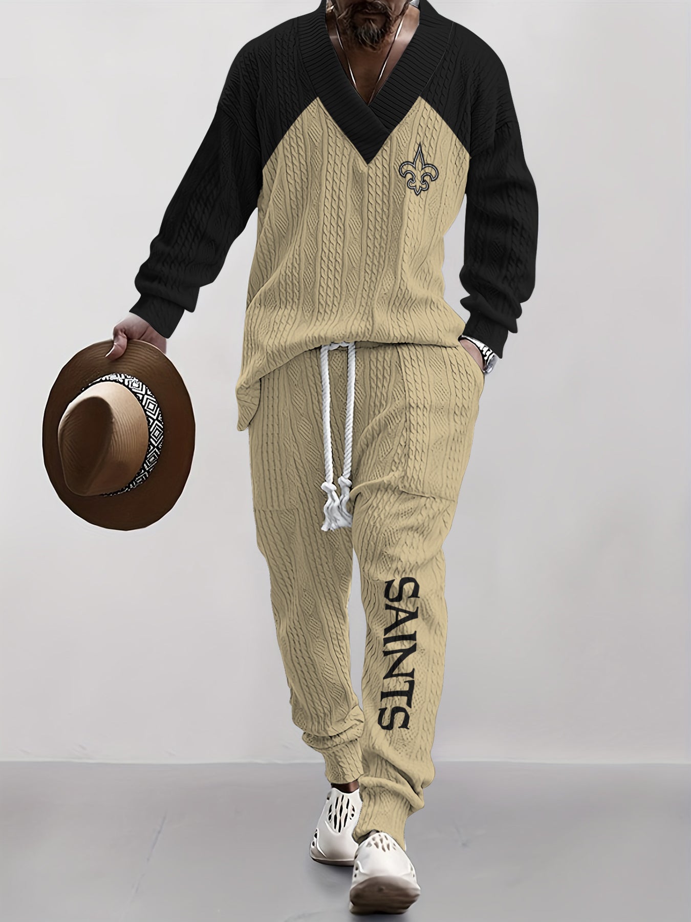 New Orleans Saints Classic  All-Season Long Sleeve V-Neck Pullover Sweater