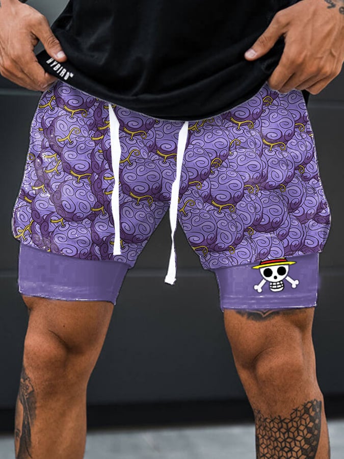 Men's Double Layer   Digital Beach Shorts