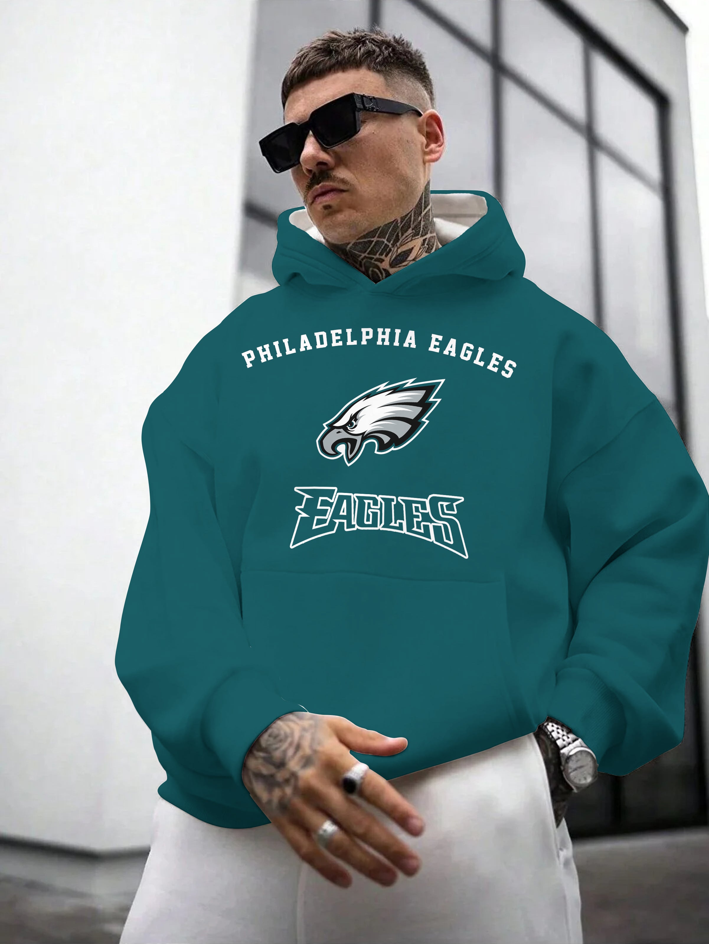 Philadelphia Eagles Printed Hooded Pocket Pullover Hoodie