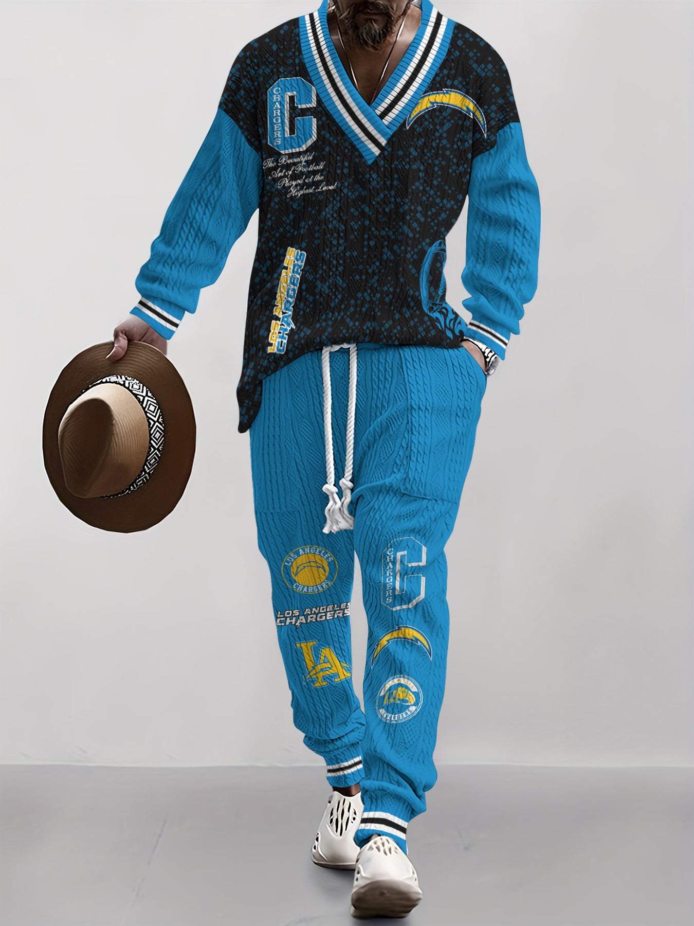 Los Angeles Chargers  Classic All-Season Long Sleeve V-Neck Pullover Sweater