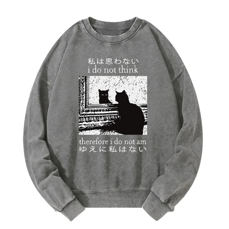 Animescollection Thinking Cat Washed Sweatshirt