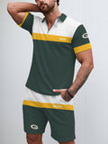 Green Bay Packers Limited Edition ZIP Polo Shirt And Shorts Two-Piece Suits