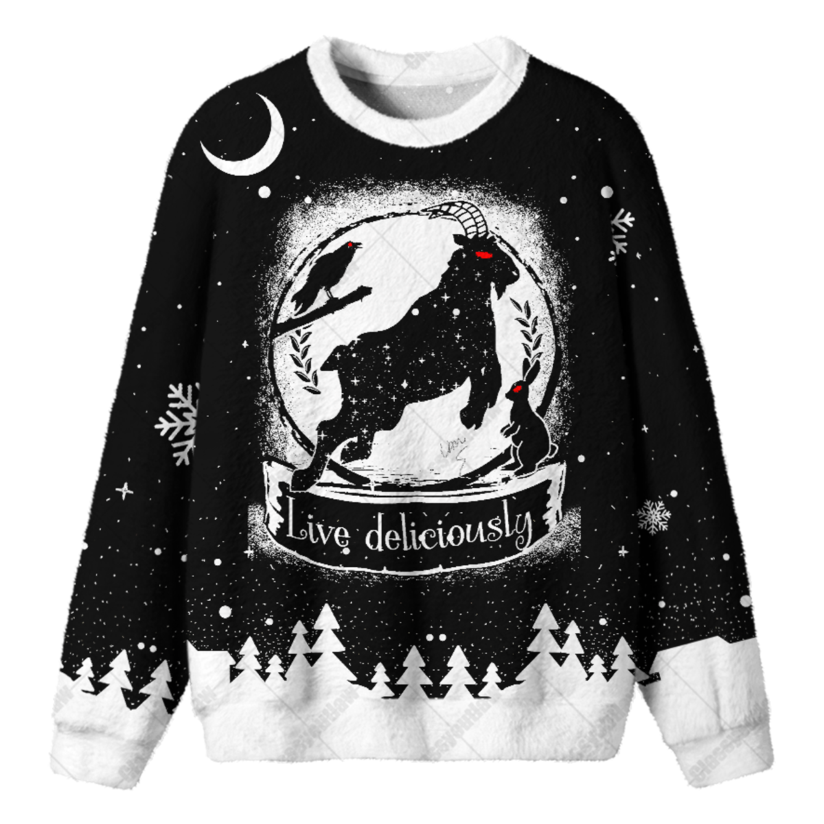 LIVE DELICIOUSLY UGLY CHRISTMAS SWEATSHIRT — image 1