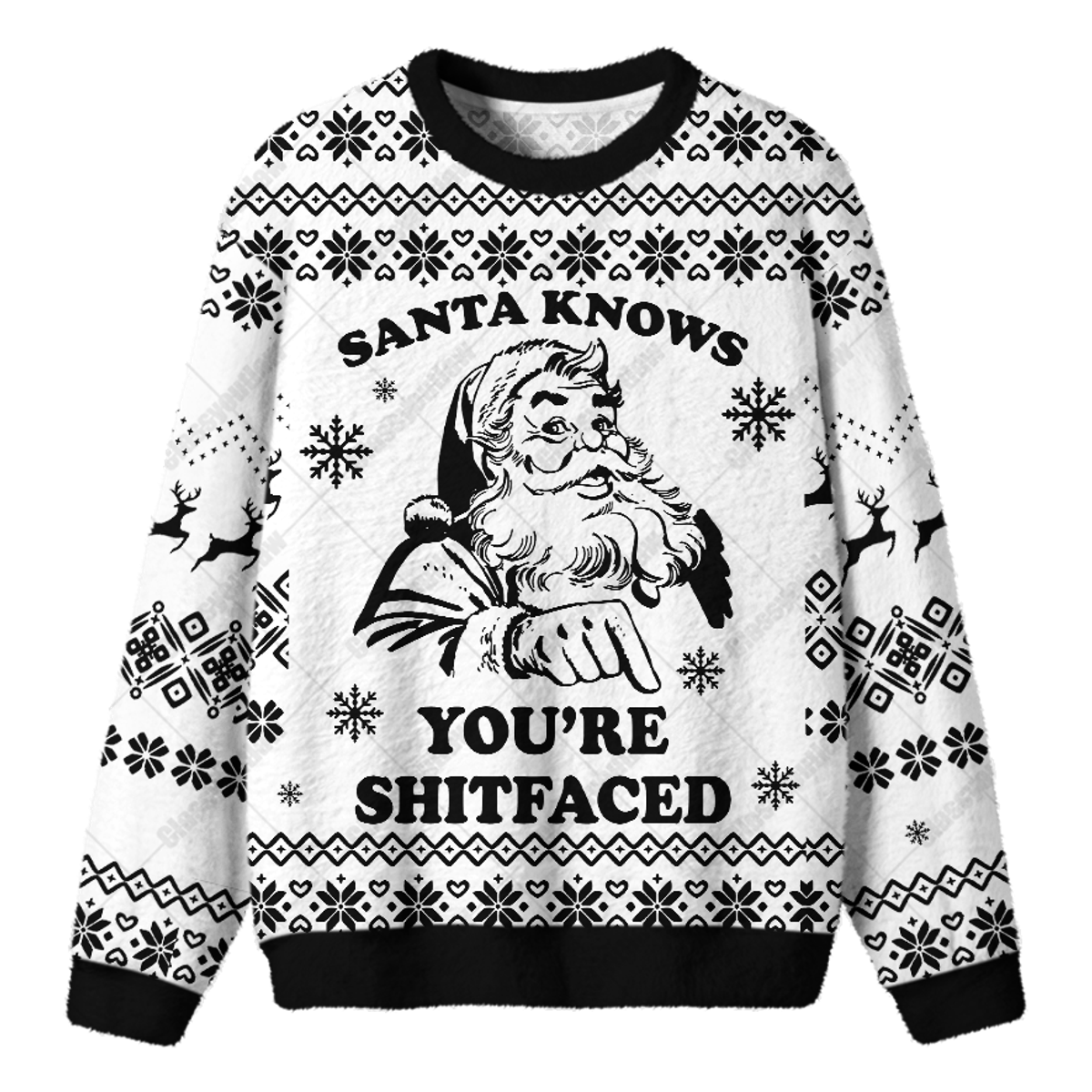 SANTA KNOWS YOU'RE SHITFACED UGLY CHRISTMAS SWEATSHIRT — image 1