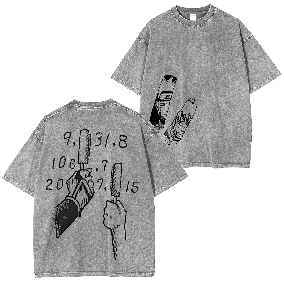 jiraiya - Naruto Uzumaki Anime Double Printed Vintage Washed Tee Unisex