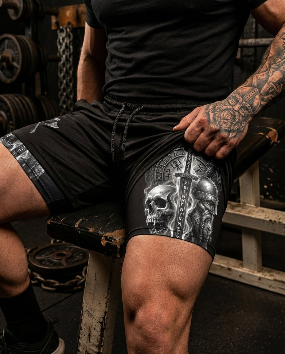 Valhalla Warrior Spirit Gym Shorts & Washed Tee Combo
