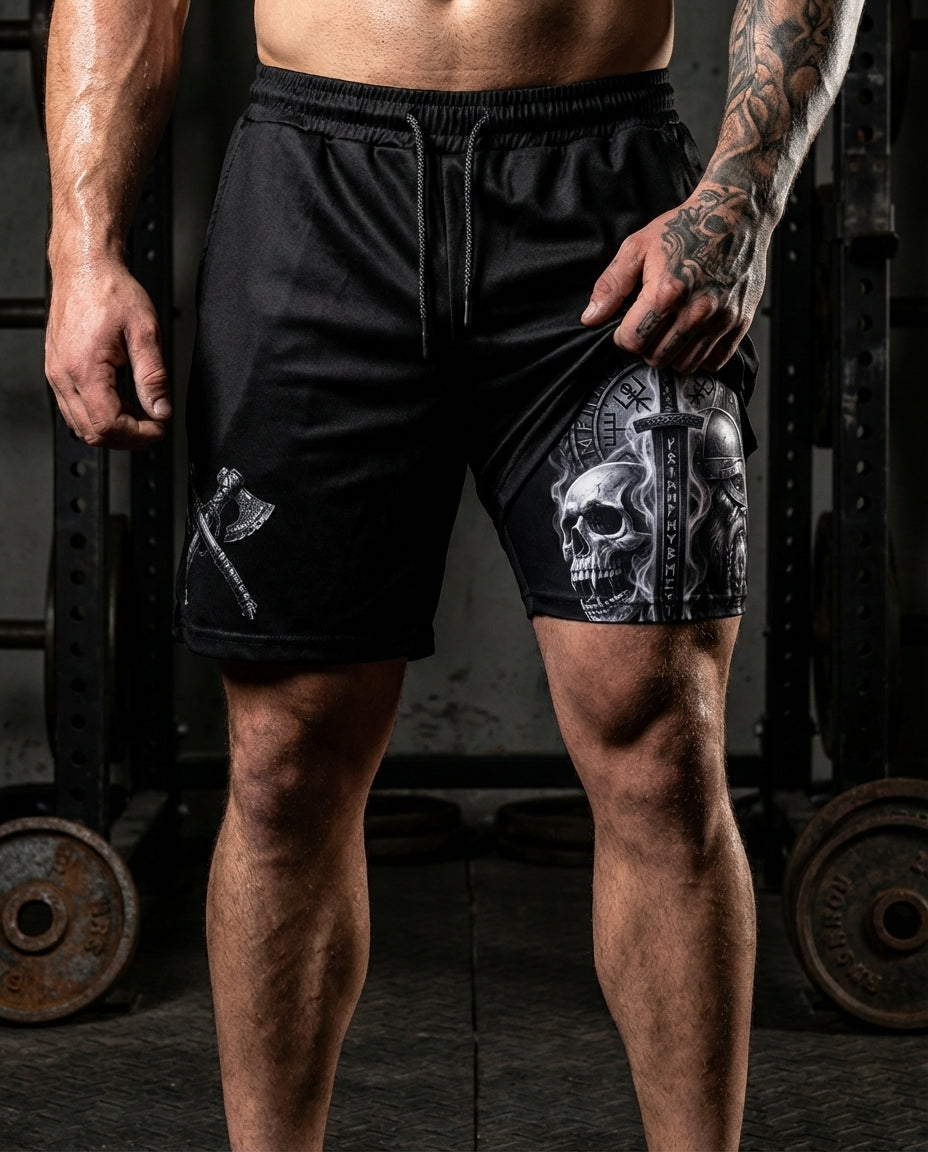 Valhalla Warrior Spirit Gym Shorts - Quick-Dry Mesh Athletic Wear - 11512