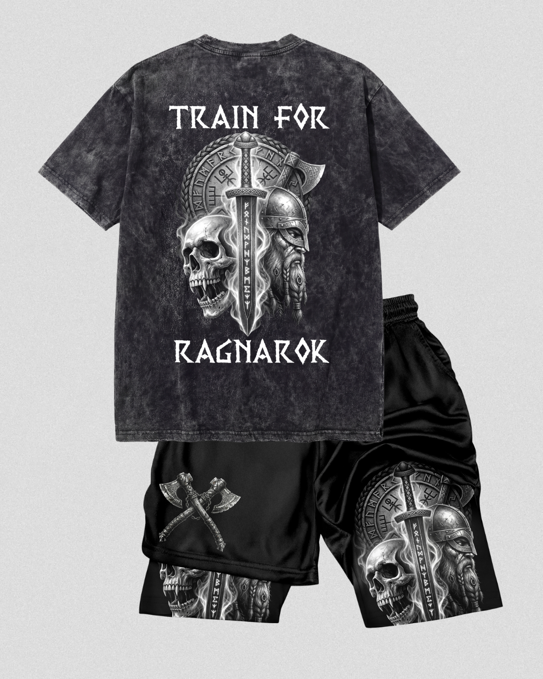 Valhalla Warrior Spirit Gym Shorts & Washed Tee Combo