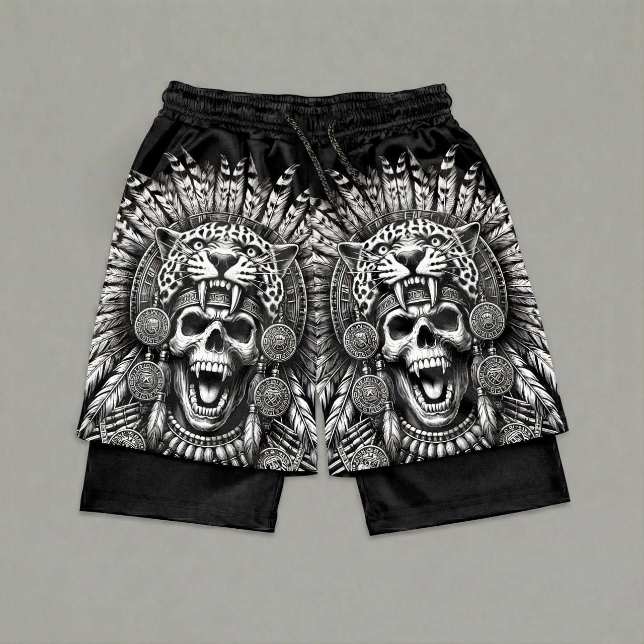 Savage Aztec Jaguar Warrior Gym Shorts 11517