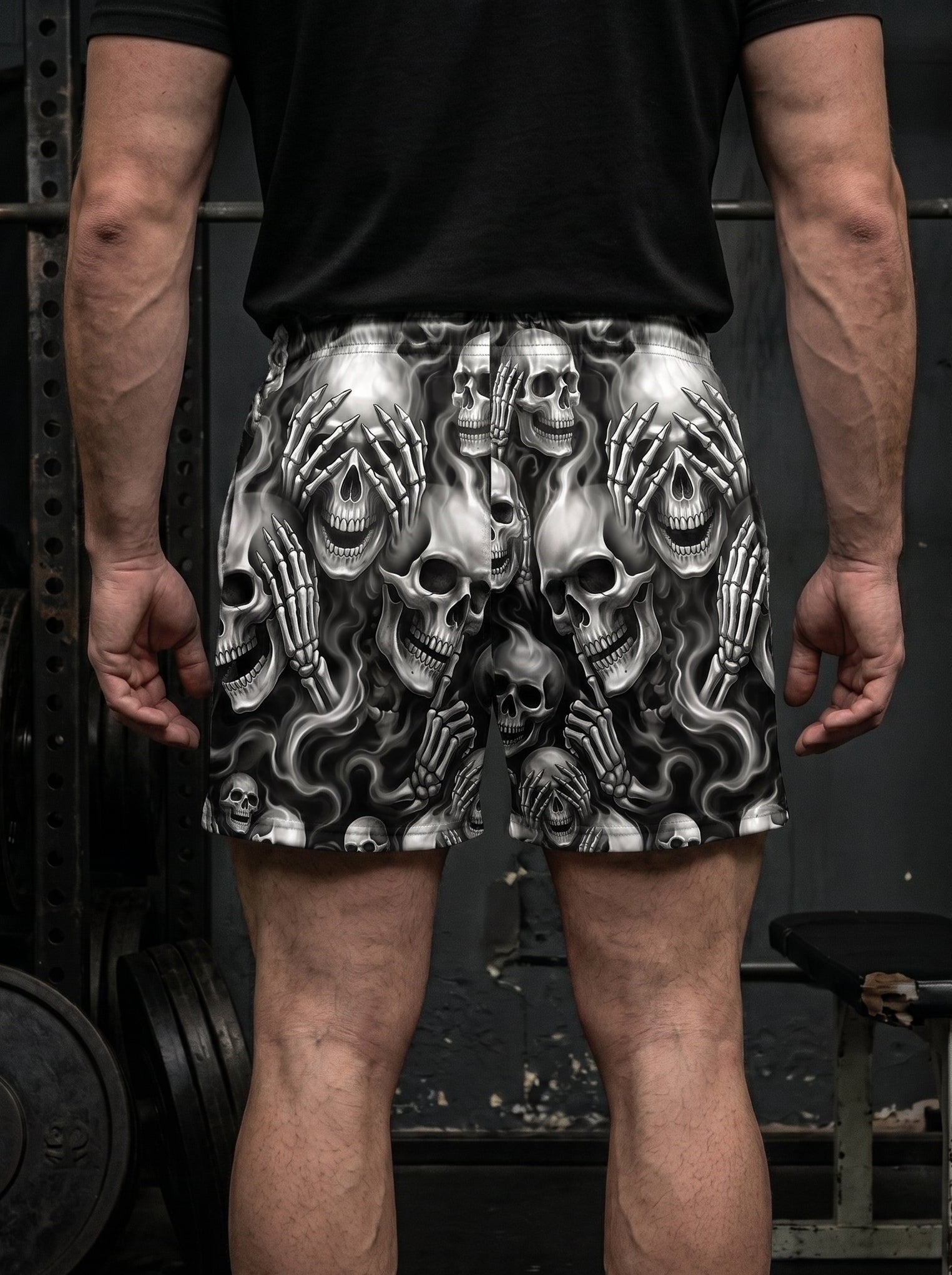 Three Wise Ghost Skulls Men's Gym Shorts 11548
