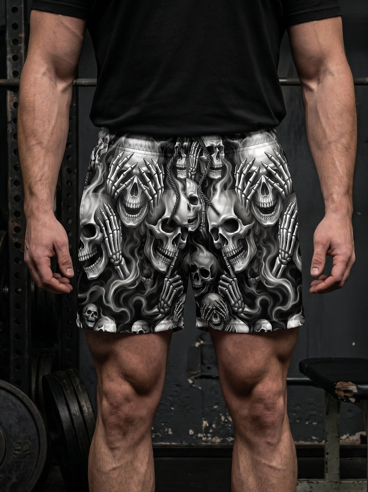 Three Wise Ghost Skulls Men's Gym Shorts 11548