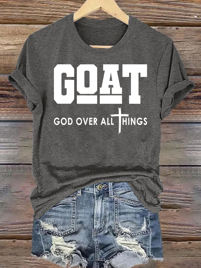 Women's  GOD OVER ALL THINGS printed T-shirt