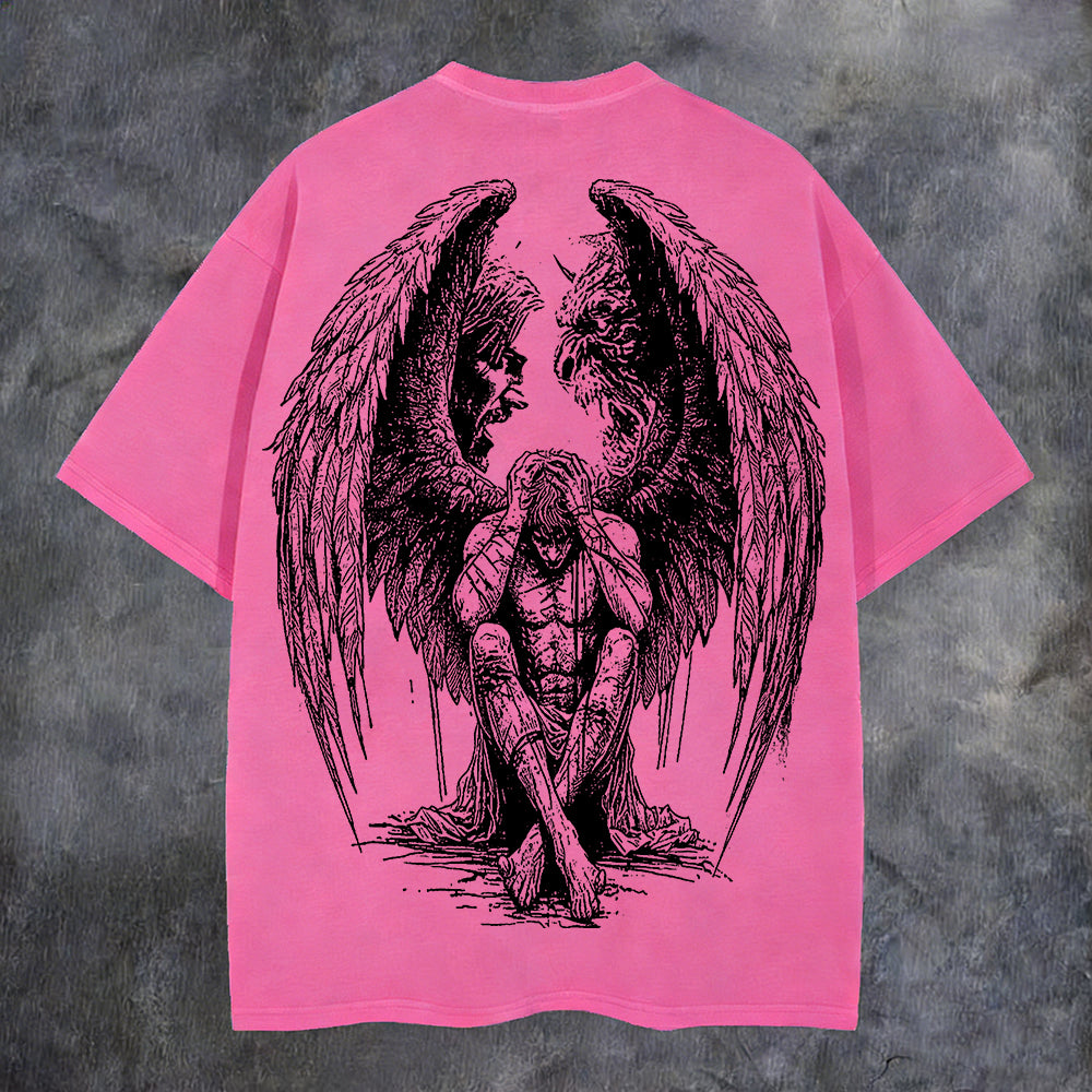 Contradictory Angel Printed Men's Washed Tee