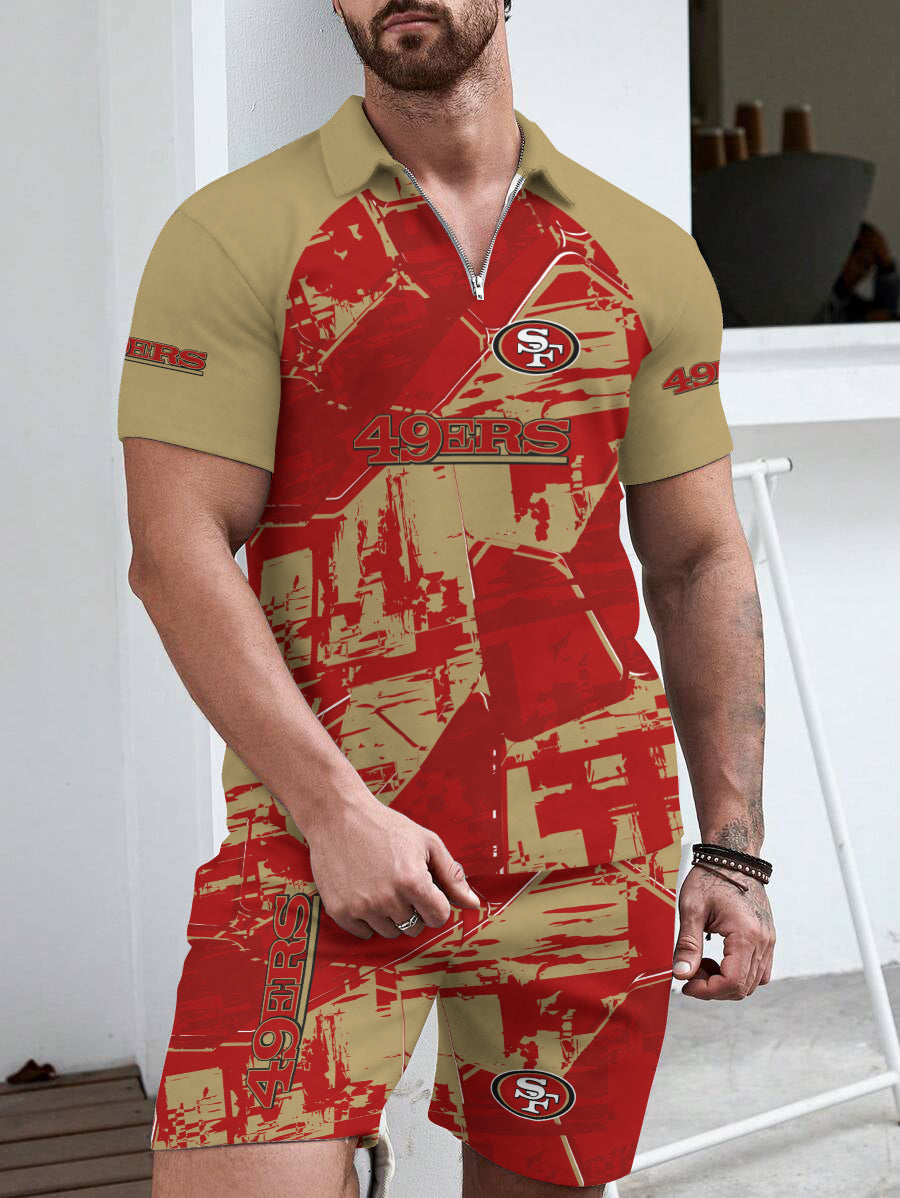 San Francisco 49ers Limited Edition ZIP Polo Shirt And Shorts Two-Piece Suits