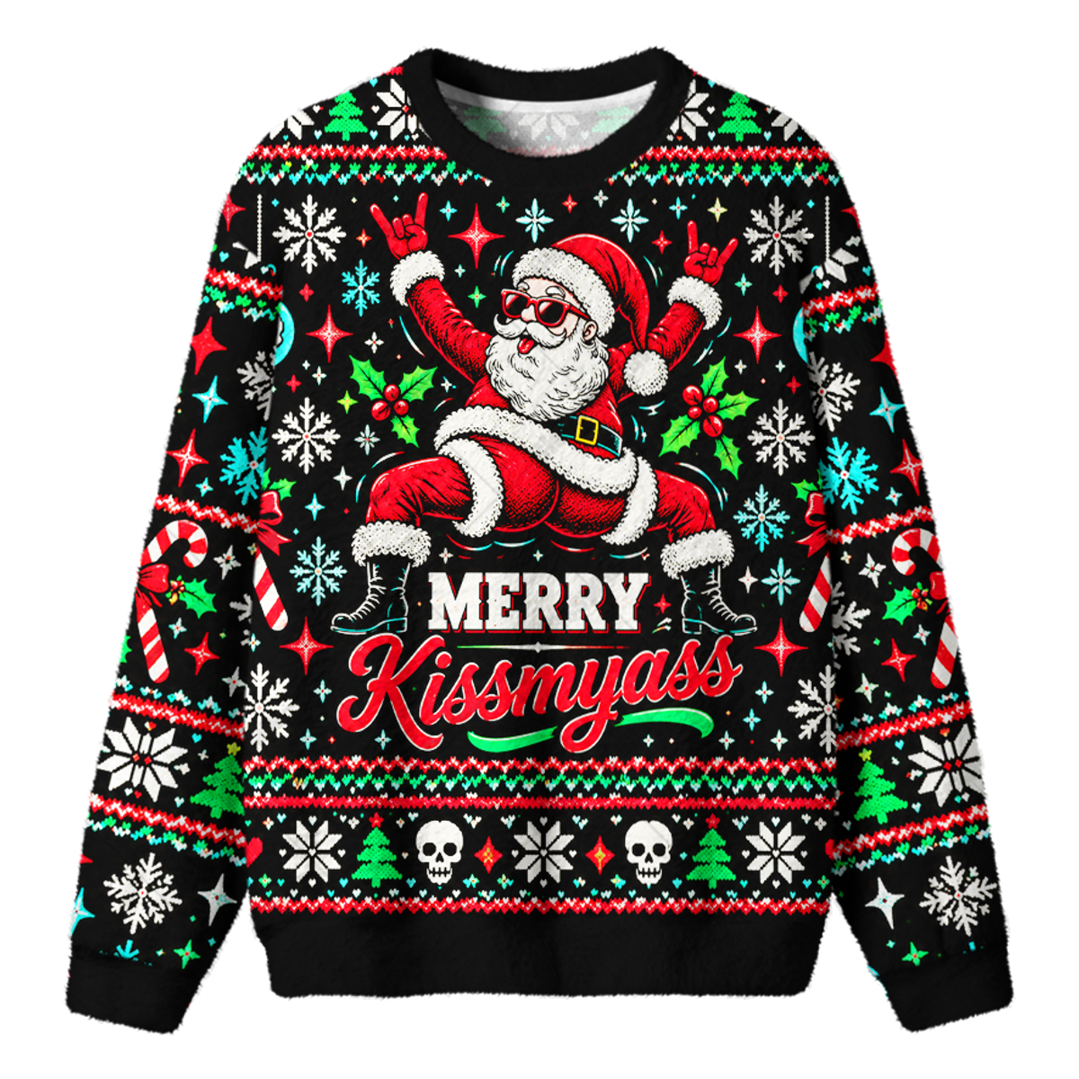 ROCK SANTA UGLY CHRISTMAS SWEATSHIRT — image 1
