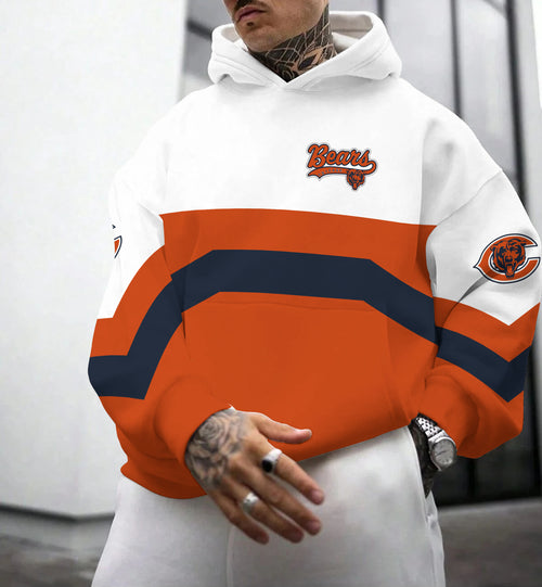 Chicago Bears Printed Hooded Pocket Pullover Hoodie