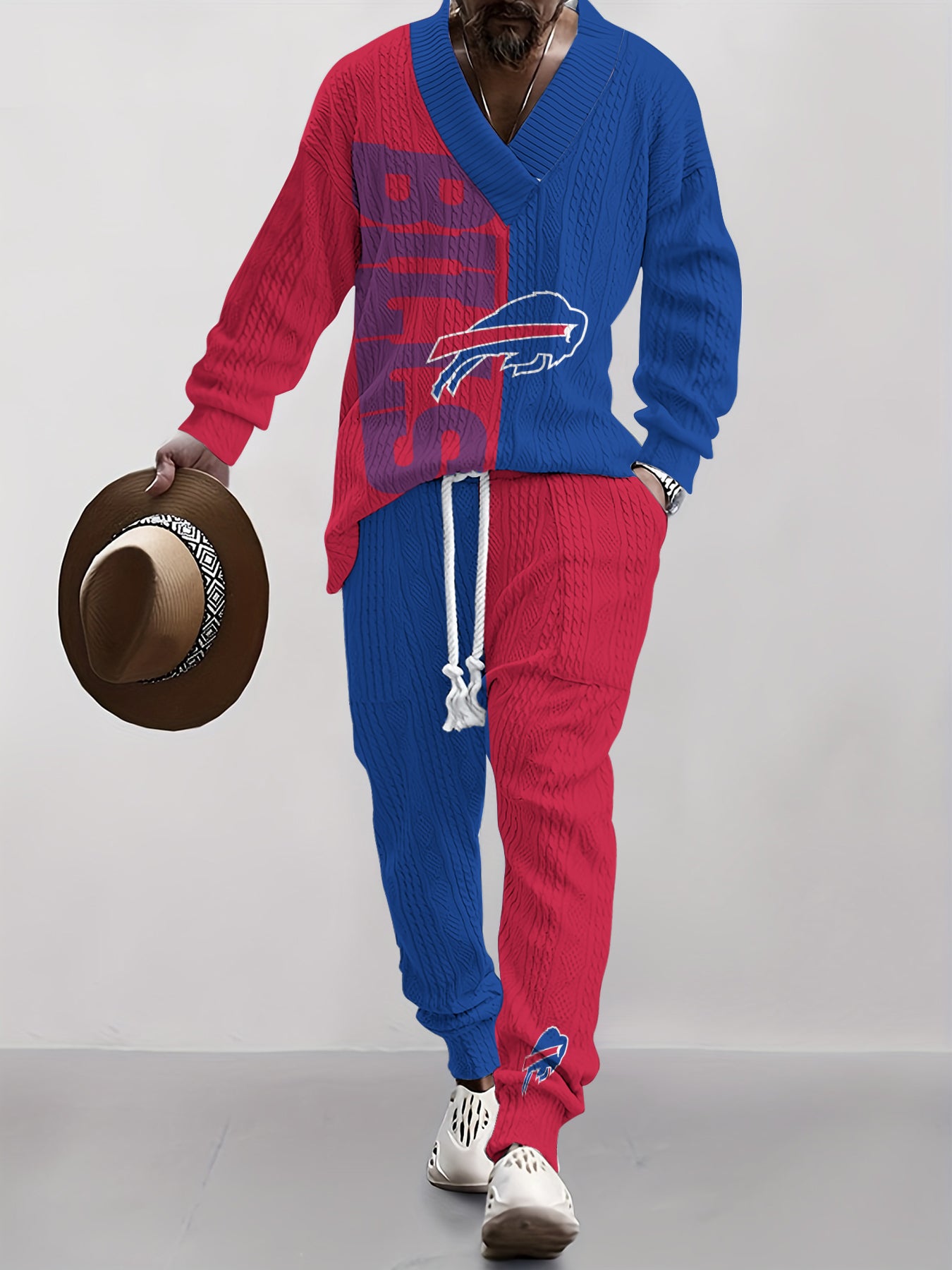 Buffalo Bills  Classic All-Season Long Sleeve V-Neck Pullover Sweater