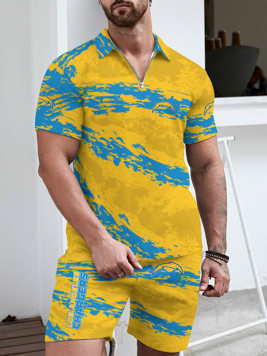 Los Angeles Chargers Limited Edition ZIP Polo Shirt And Shorts Two-Piece Suits