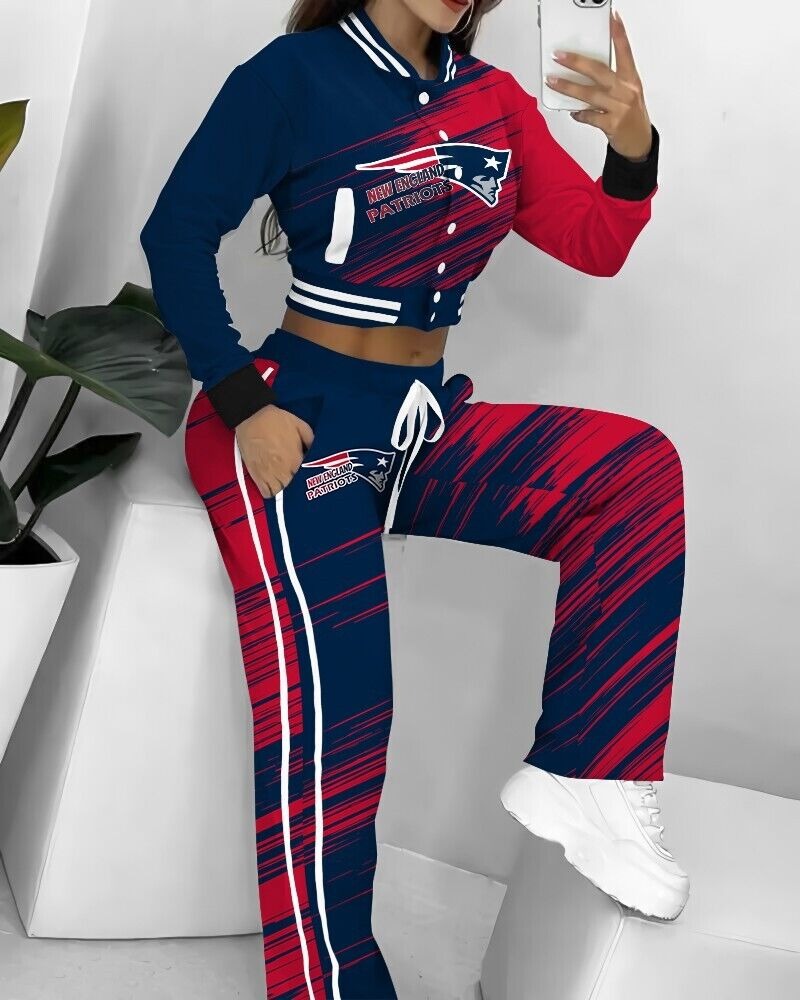 New England Patriots 3D Printed Varsity Jacket Set