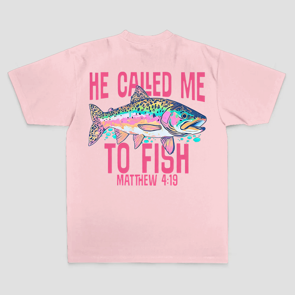 He Called Me To Fish Matthew 4:19 Printed Men's T-shirt