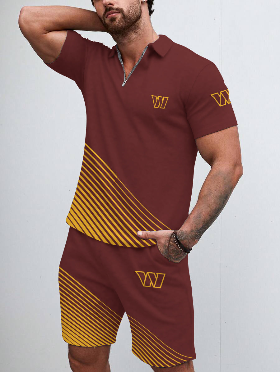 Washington Commanders Limited Edition ZIP Polo Shirt And Shorts Two-Piece Suits