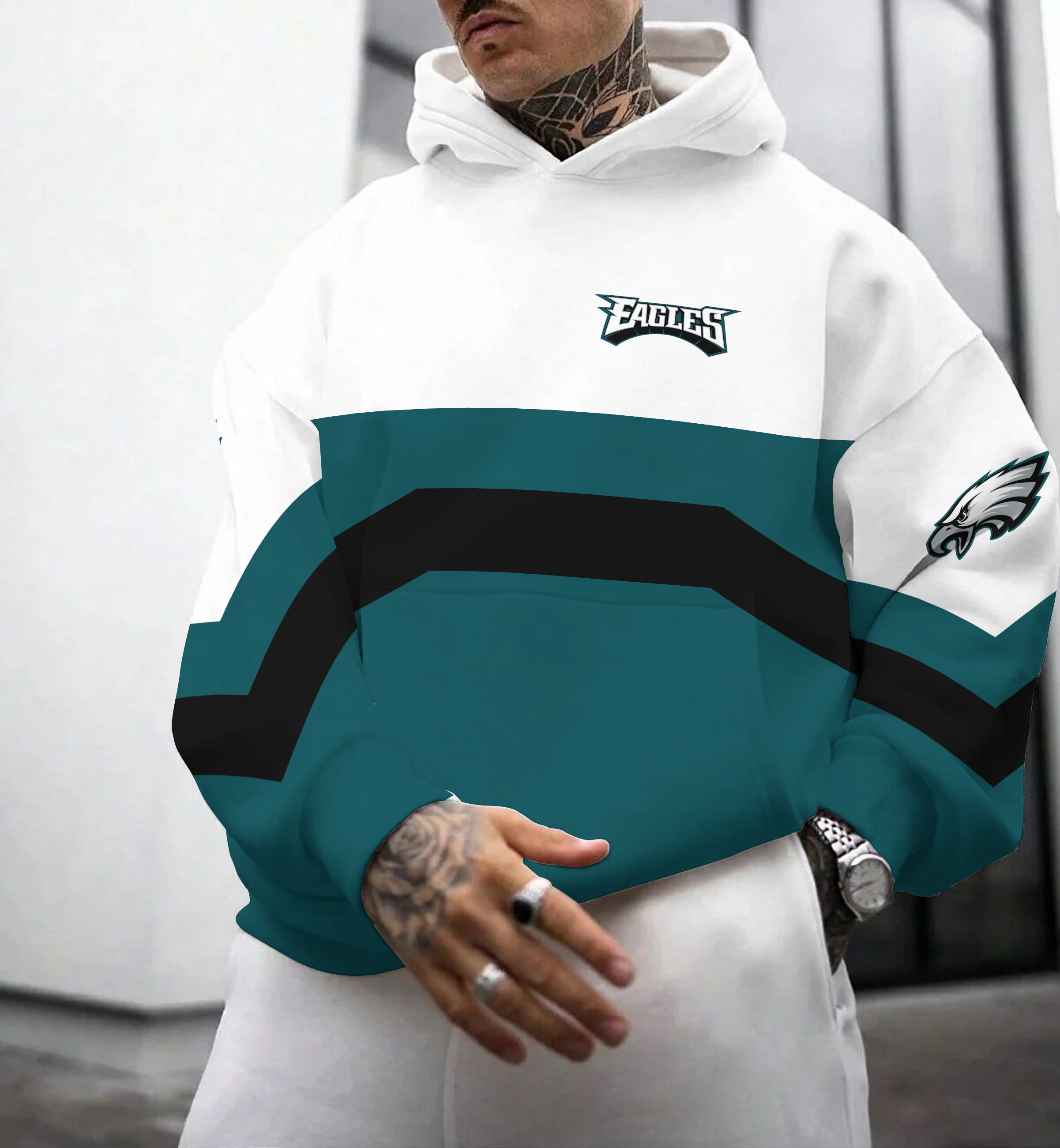 Philadelphia Eagles Printed Hooded Pocket Pullover Hoodie