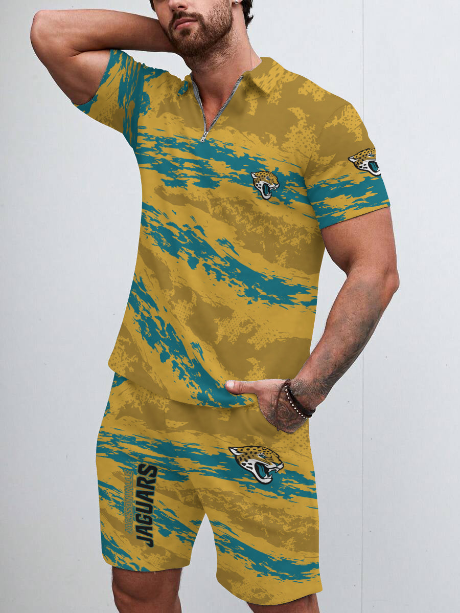 Jacksonville Jaguars Limited Edition ZIP Polo Shirt And Shorts Two-Piece Suits
