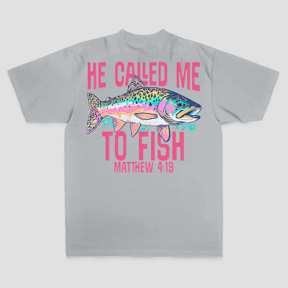 He Called Me To Fish Matthew 4:19 Printed Men's T-shirt
