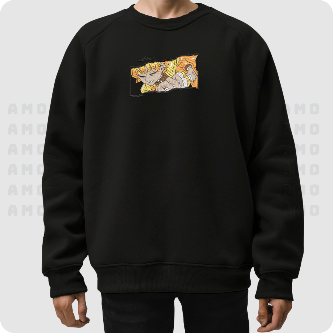 Zenitsu Kimetsu No Yaiba Anime Embroidered Sweater