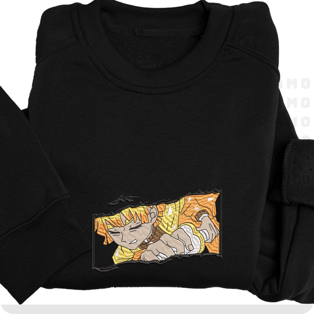 Zenitsu Kimetsu No Yaiba Anime Embroidered Sweater