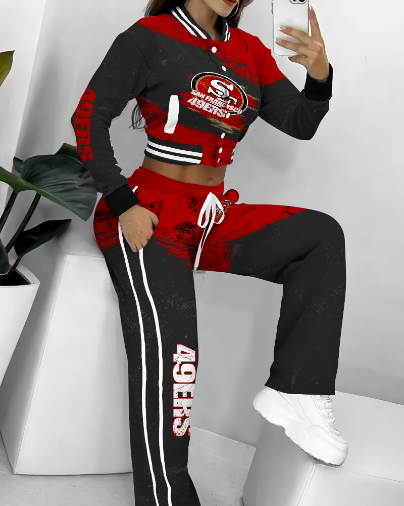 San Francisco 49ers 3D Printed Varsity Jacket Set