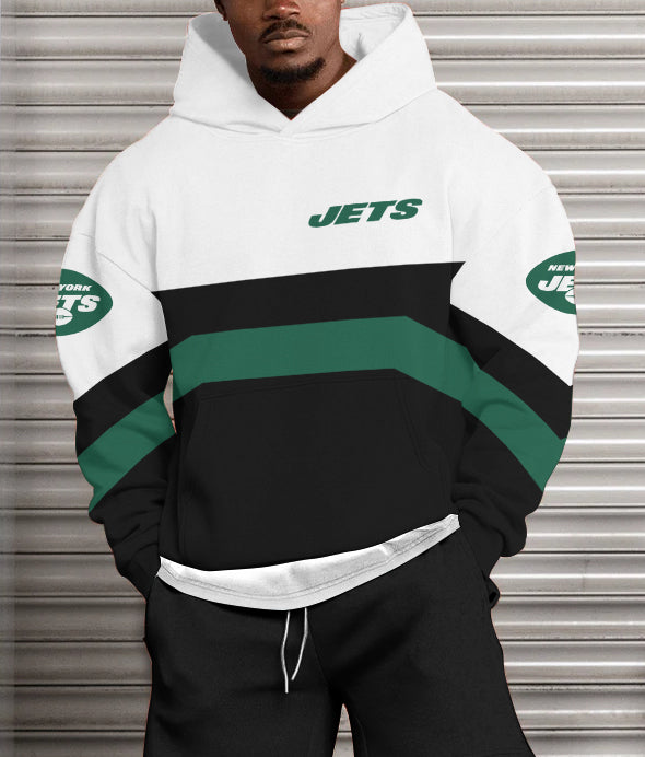 New York Jets Printed Hooded Pocket Pullover Hoodie